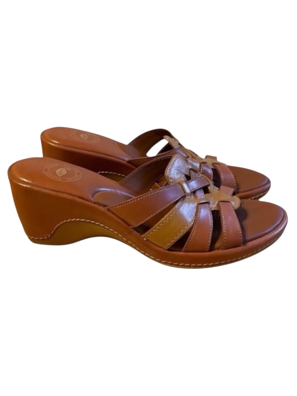 NURTURE BY LAMAZE ‘Jonah’ Brown Leather Slip On Wedge Mule Sandals Women’s 7
